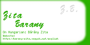 zita barany business card