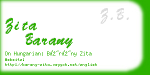 zita barany business card